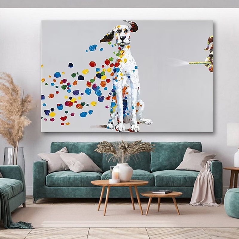 Nursery Oil Painting Handmade Hand Painted Wall Art Pop Dog Animal Home Decoration Décor Stretched Frame Ready to Hang4