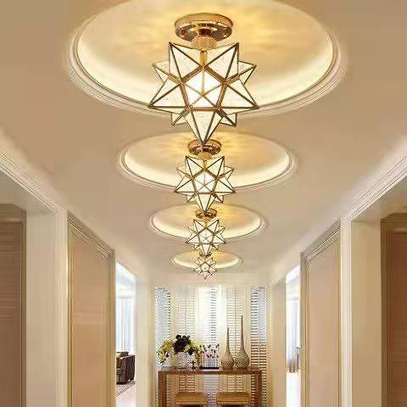 LED Ceiling Light 10" Geometric Shapes Flush Mount Lights Plastic Copper Artistic Style Formal Style Ceilling Light for Corridor Porch Bar Creative Loft Balcony Lamps 110-240V3