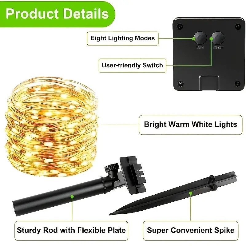 LED Solar Light 7M Outdoor Waterproof Fairy Garland String Lights Solar Lamp Decoration for Christmas Party Garden Patio 7M-50LEDs 12M-100LEDs 22M-200LEDs4