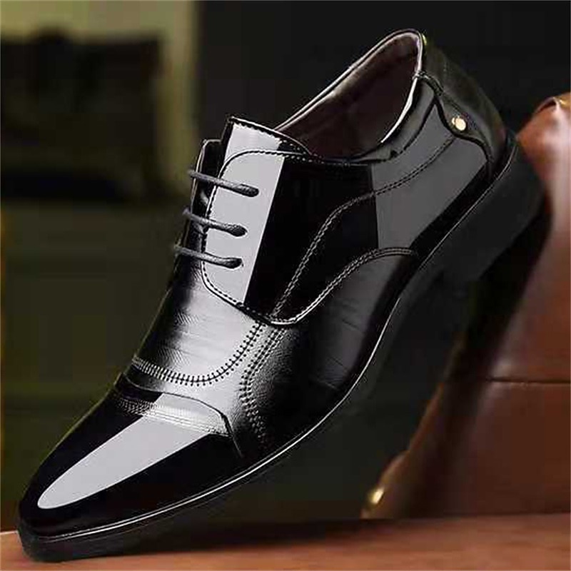 Men's Black Patent Leather Oxford Dress Shoes - Formal Lace-Up Shoes with Glossy Finish for Weddings and Business Events3