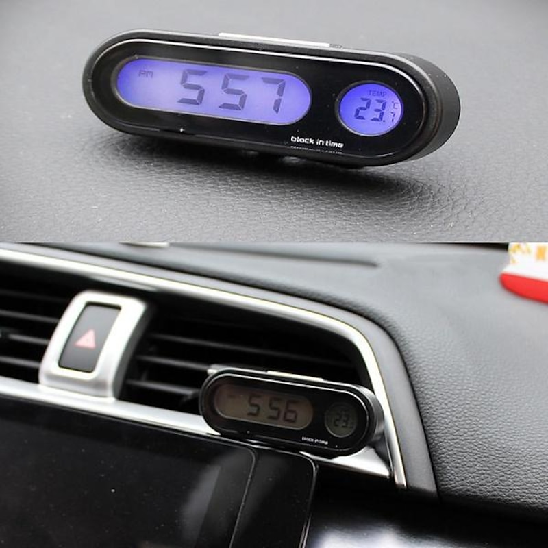 Car Digital Clock Electronic Thermometer Clock LCD Display Luminous Temperature Clock Mini car clock Electronic Clock car watch Auto Dashboard Clocks Luminous3