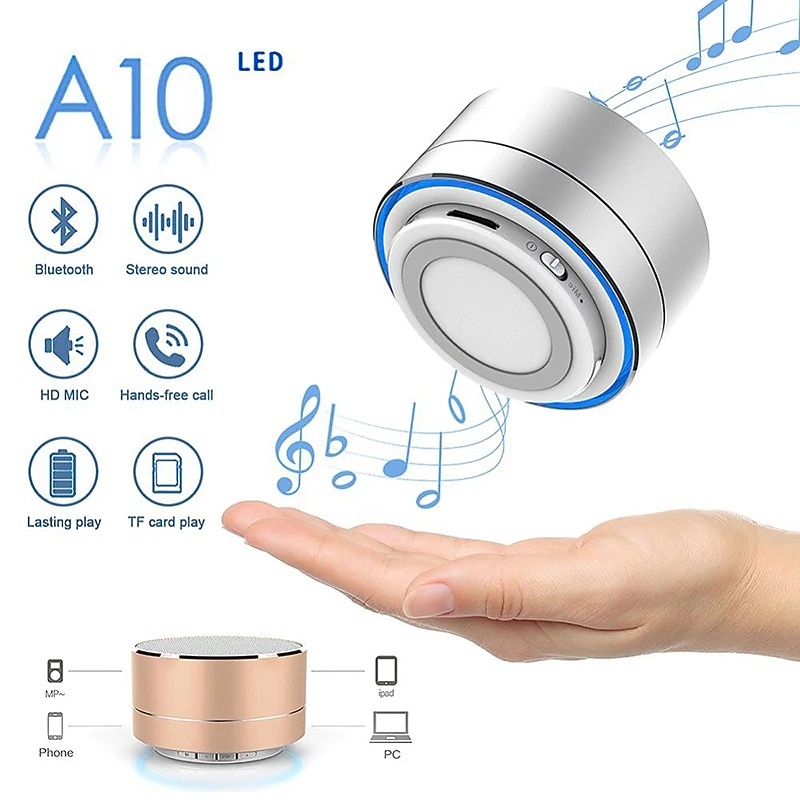 A10 Wireless Bluetooth Speaker Small Steel Gun Subwoofer Portable Mini Gift Card  U Disk TF Outdoor2