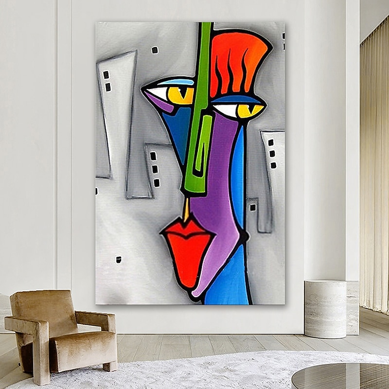 Oil Painting 100% Handmade Hand Painted Wall Art On Canvas Human Face Abstract Portrait Picasso Style Home Decoration Decor Rolled Canvas No Frame Unstretched4