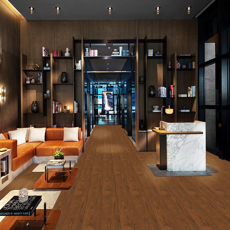 Wood Floor Wallpaper Peel And Stick Wall Sticker PVC Self Adhesive for Home Decor Home Living Room Bedroom Floor Tile Renovation Stickers Waterproof 15x90cm / 6''x35.4''3