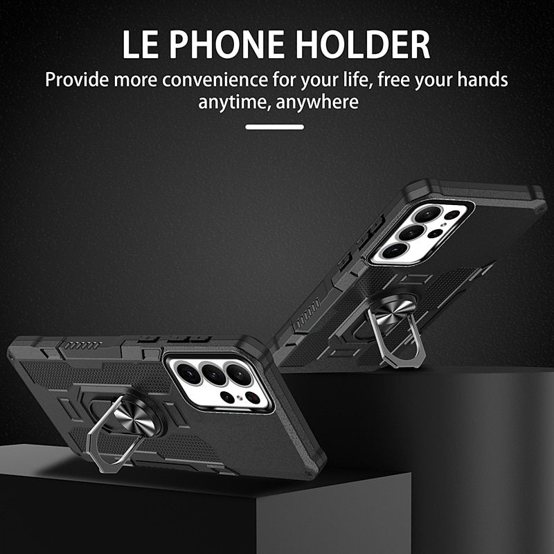 Phone Case For Samsung Galaxy S25 S24 S23 S22 S21 FE S21 Ultra Plus A34 A53 A32 Back Cover Bumper Frame Ring Holder Military Grade Protection Geometric Pattern Armor TPU PC2