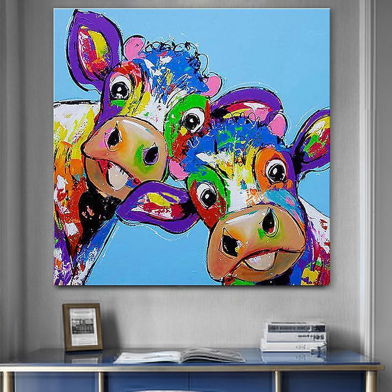 Nursery Oil Painting Hand Painted Animals Abstract Modern Contemporary Stretched Canvas With Stretched Frame3