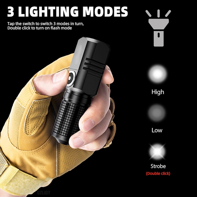Waterproof XHP50 LED Flashlight Mini USB Torch Rechargeable Zoom Fishing Lantern Powerful Tactical Flash Light Camping Lamp4