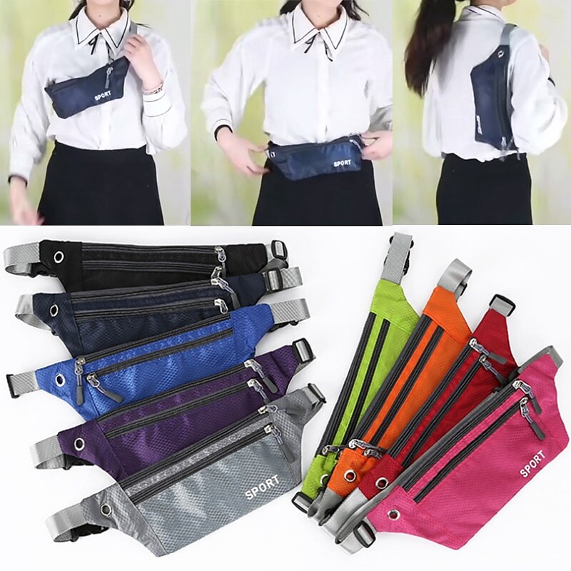 Waist Bag Men and Women Outdoor Sports Mobile Phone Waist Bag Nylon Waterproof Running Waist Bag Close-fitting Messenger Bag3