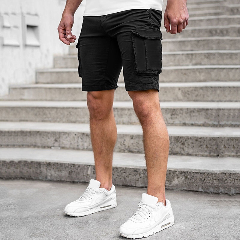 Men's Cargo Shorts Summer Shorts Flap Pocket Plain Comfort Breathable Outdoor Daily Going out Fashion Casual Black Blue2