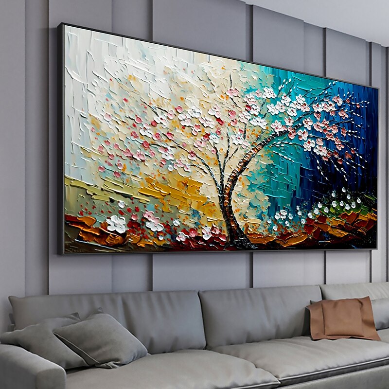 Handmade Oil Painting Canvas Wall Art Decor Original Colorful Blooming Flower painting Abstract Floral Painting for Home Decor With Stretched FrameWithout Inner Frame Painting4