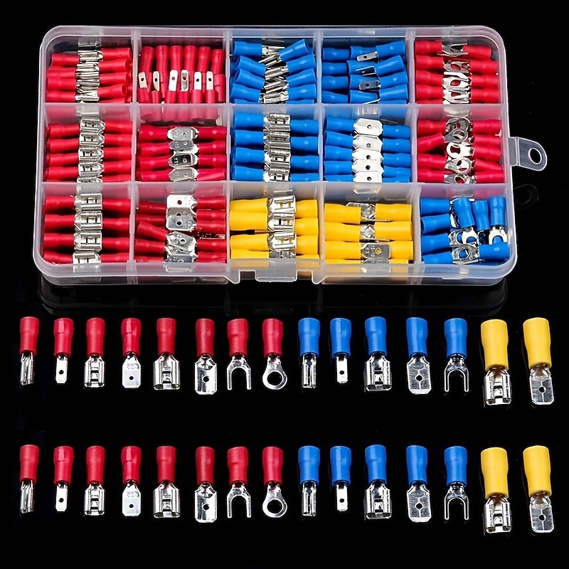 280pcs Box Assorted Spade Terminals Insulated Cable Connector Electrical Wire Crimp Butt Ring Fork Set Lugs Rolled Kit4