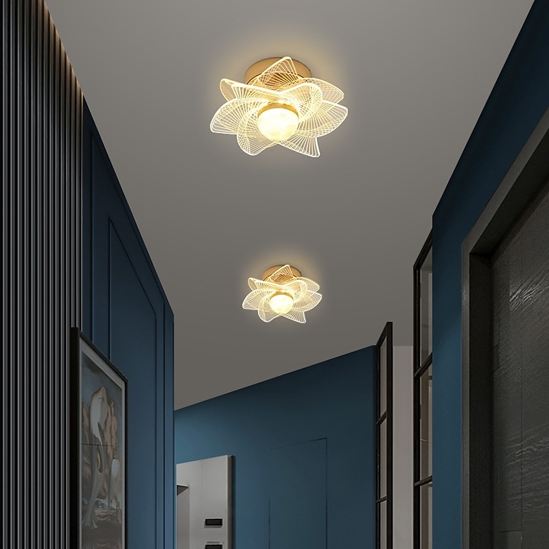 LED Ceiling Light 19cm Flower Design 1-Light Metal LED Flush Mount Lights Metal Modern Style Painted Finishes for Corridor 110-240V4
