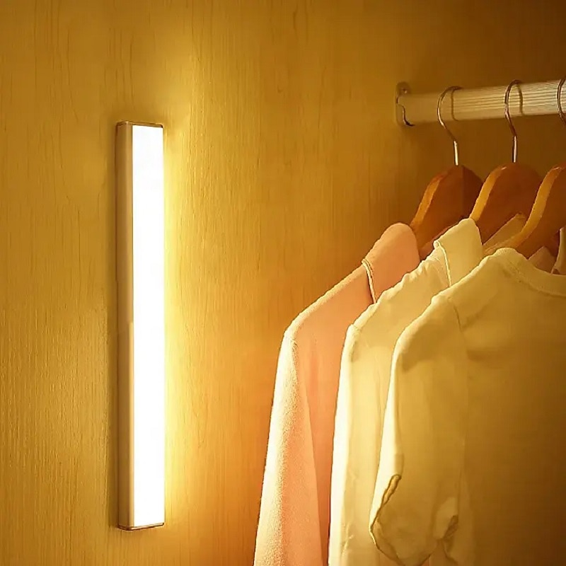 Under Cabinet Lighting, PIR Motion Sensor Cabinet Light, Under Cabinet Light, USB Rechargeable, Touch Switch Wireless Closet Light, Tri-color Cabinet Light for Bedroom, Wardrobe, Kitchen, Stairs3