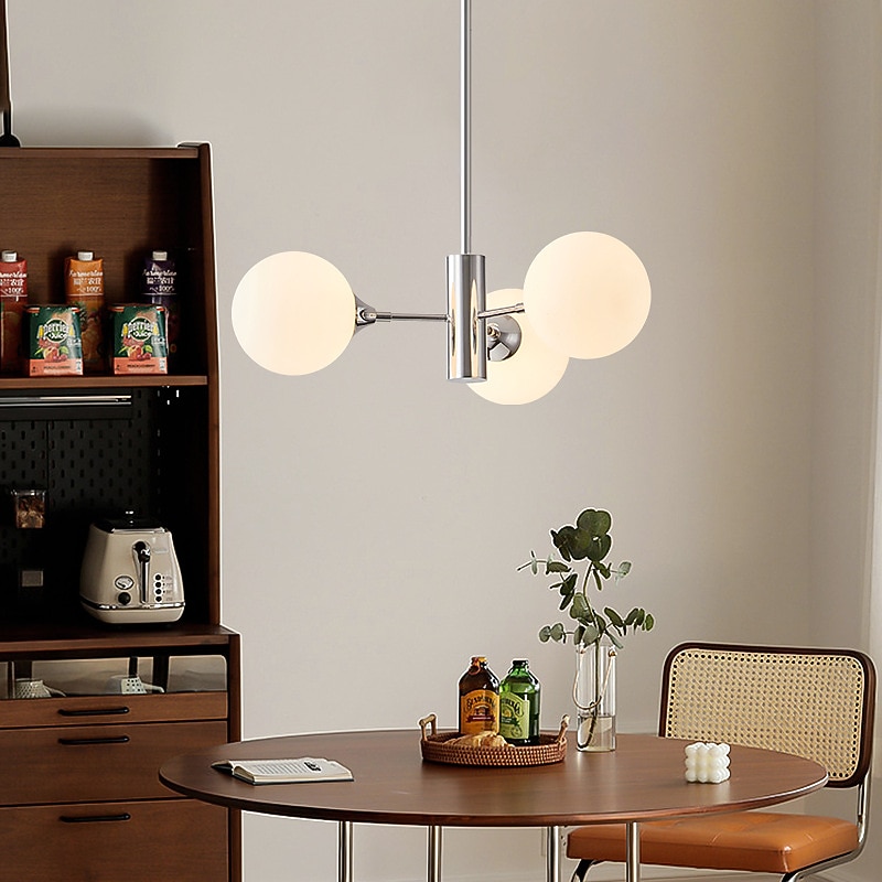 Modern Sputnik Chandelier Globe Design, 3/5/8-Light Semi Flush Mount Ceiling Lights Fixture Chrome for Bedroom, Dining Room, Living Room, Kitchen, E27 Base, Bulbs Not Included4