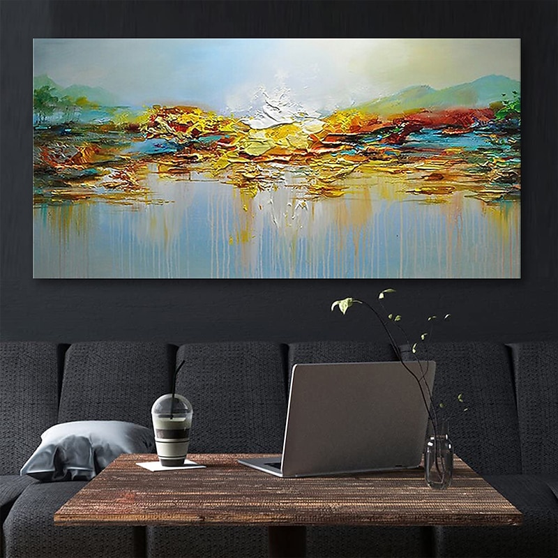 Oil Painting Handmade Hand Painted Wall Art Mountain Lake Landscape Home Decoration Décor Stretched Frame Ready to Hang4