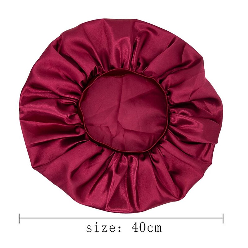 Large Women Silk Satin-Bonnet Extra Soft Elastic Band Sleeping Caps for Curly Dreadlock Braid Hair2