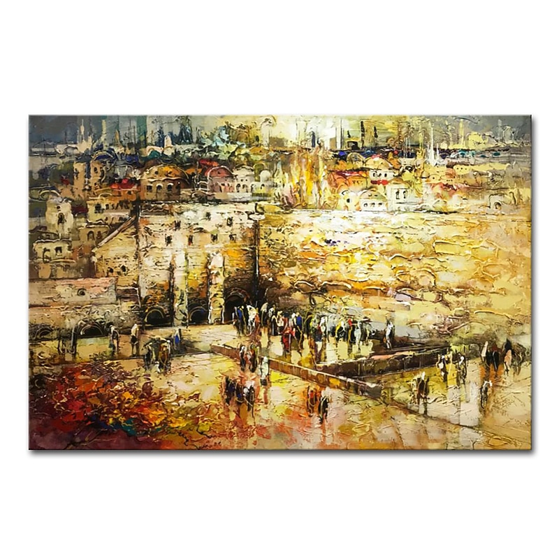 Mintura Handmade Wailing Wall Jerusalem Landscape Oil Paintings On Canvas Wall Art Decoration Modern Abstract Thick Texture Picture For Home Decor Rolled Frameless Unstretched Painting2
