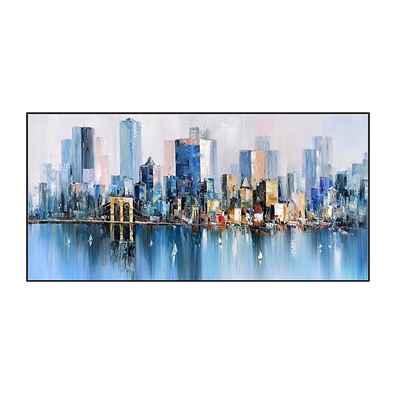 City Building Painting Wall Decor Handmade One Manhattan Square Oil Painting On Canvas City Landscape Cuadros For Living Room4