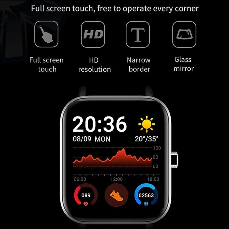 H10 Smart Watch 1.69 inch Smartwatch Fitness Running Watch Bluetooth Pedometer Call Reminder Activity Tracker Compatible with Android iOS Women Men Long Standby Hands-Free Calls Waterproof IP 67 38mm3