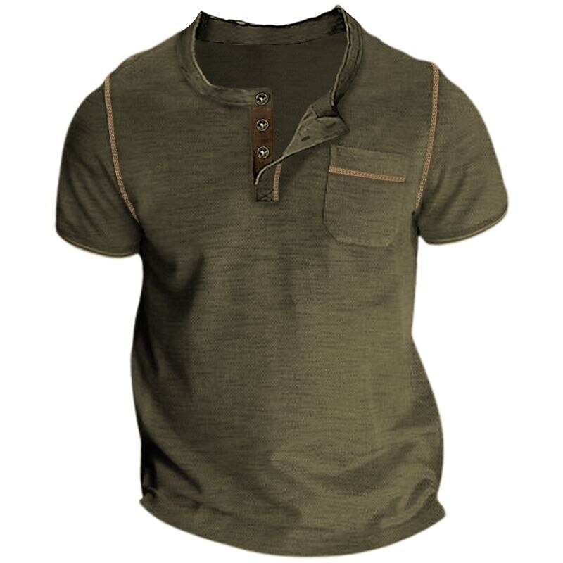 Men's Button T Shirt T Shirt Henley Shirt Tee Top Short Sleeves Henley Summer Plain Fashion Designer Basic Vacation Street Going out Black White Navy Blue Top Tee for Men2