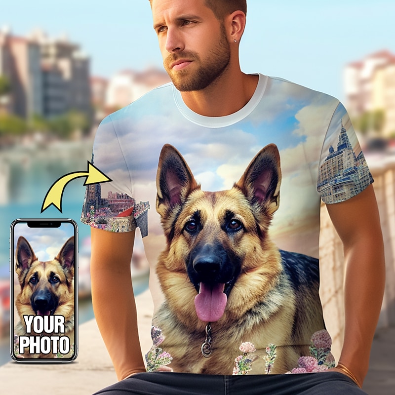 Custom Pet T Shirt for Men Design Your Own Add Your Dog Cat Custom  Personalized All Over Print Tee Custom Gifts2
