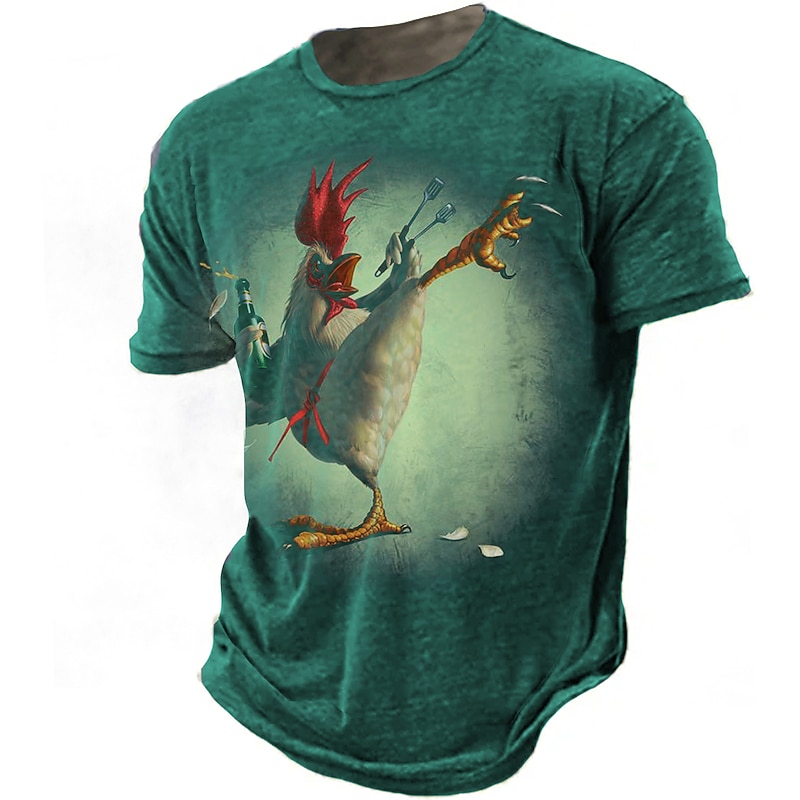 Veterans Day Men's Patriot Patriotic Veteran Graphic 3D Print Rooster T shirt Distressed T Shirt Short Sleeve T shirt Crew Neck Shirt Vintage Streetwear Comfortable Casual Sports Daily Wear 1 2 34
