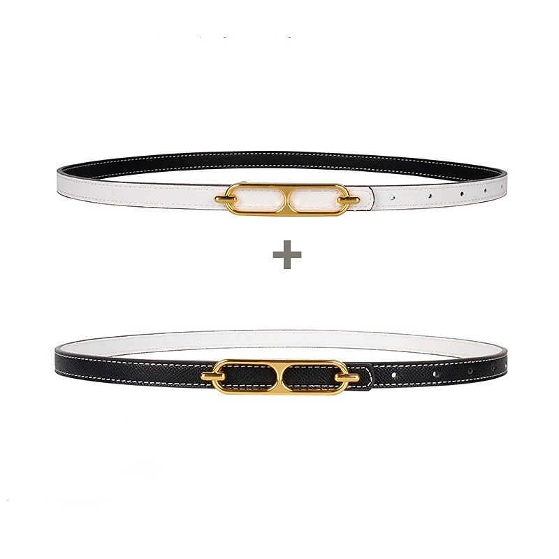 Women's Reversible Belt PU Leather Metal Bucke Eyelet Casual Formal Party Work Black Brown Gray3