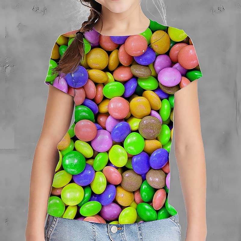 Kids Girls' T shirt Graphic Outdoor 3D Print Short Sleeve Crewneck Active 7-13 Years Summer Yellow Pink Blue2