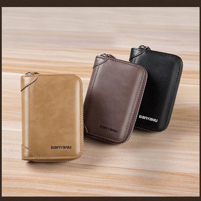 Large Capacity 20 Card Slots High Quality VIP ID Bank Credit Card Holder Zipper Wallet Women and Men Card Case Slim Genuine Leather Cowhide RFID Anti-theft Brush Organ Cards Bag Purse2