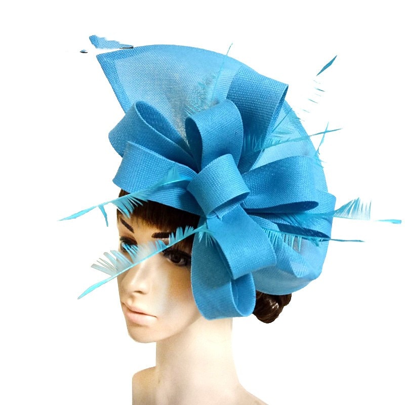 Fascinators Fabric Kentucky Derby Horse Race Elegant Retro With Feather Bowknot Headpiece Headwear2