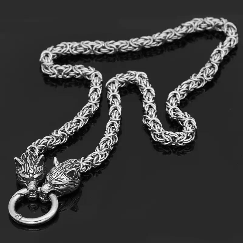 Viking Wolf Head Steel Necklace Pirate Retro Vintage Medieval Nordic Culture Men's Accessories Jewelry3