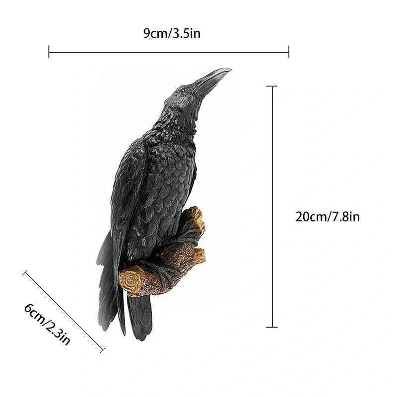 Crow Statue, Black Raven Bird Wall Sculpture, Simulation Animal Sculpture For Home Window Wall Tree Outdoor Lawn Yard Garden, Easter Gift3