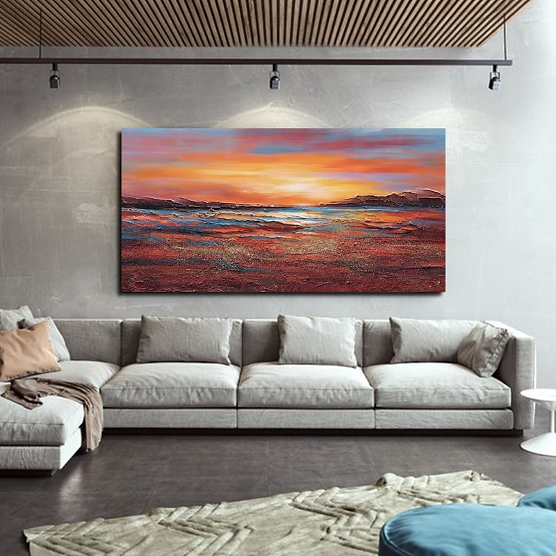 Oil painting hand-painted Mural Art Abstract Knife Painting Landscape Sea view Home Decoration Decorative Roll Canvas Frameless Unstretched4