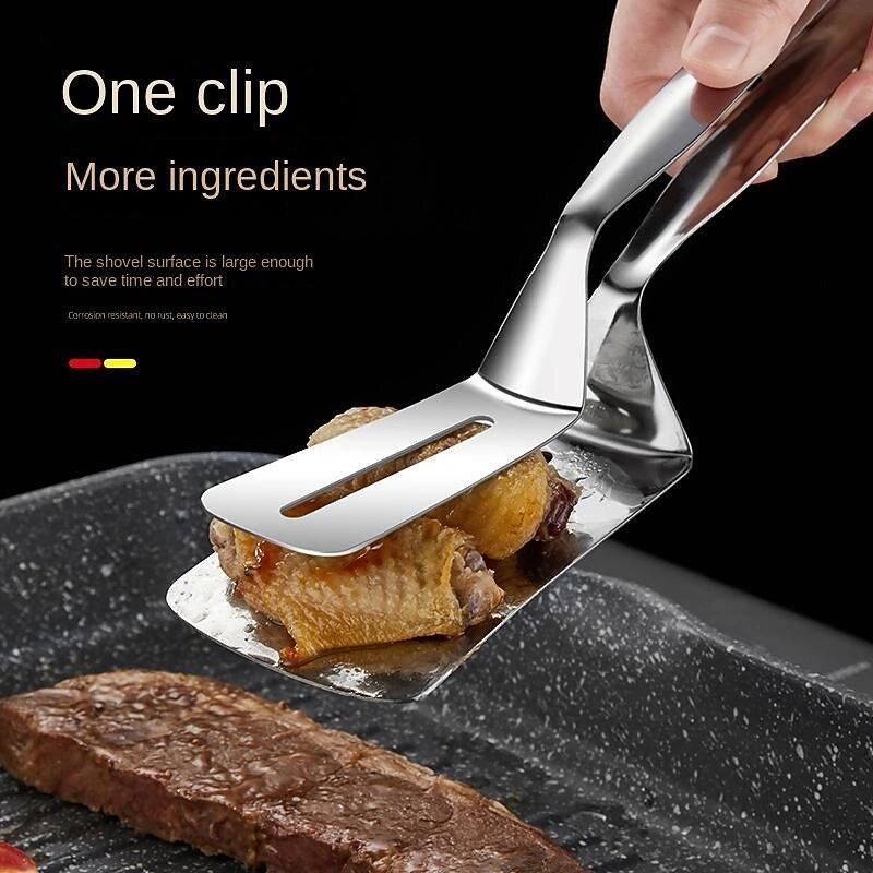 304 Stainless Steel Steak Shovel BBQ Grilled Fish Clip Food Clip Kitchen Bread Pancake Korean Barbecue Fried Fish Clip3