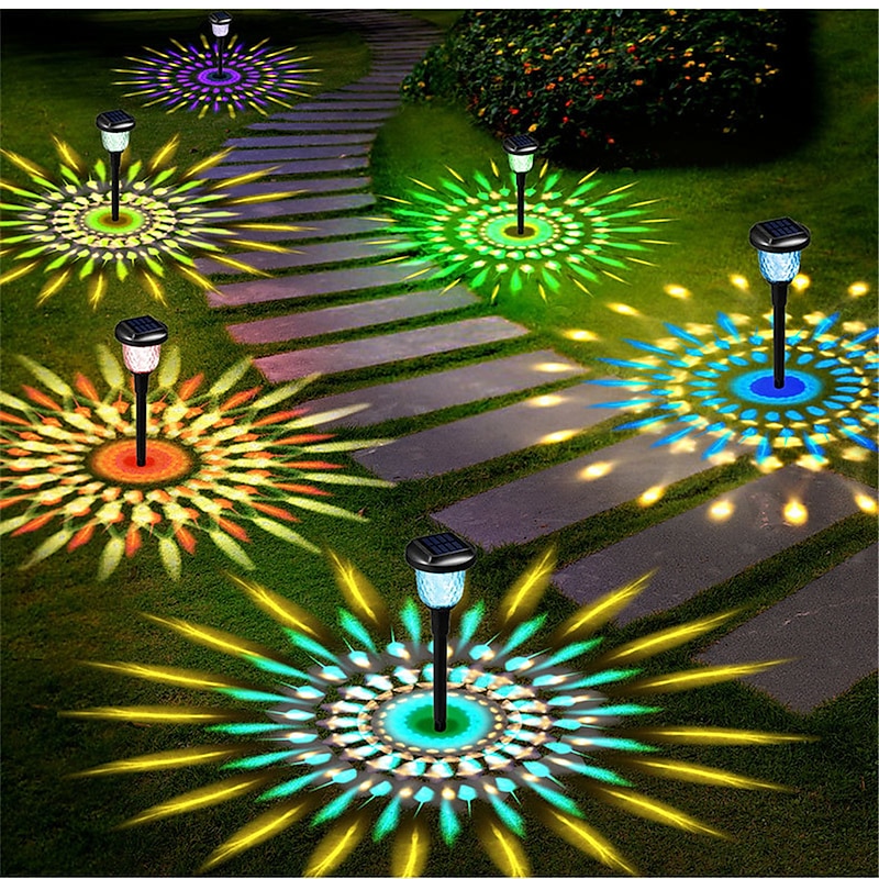Solar Pathway Lights Color Changing Solar Garden Lights IP65 Waterproof Outdoor Landscape Path Lights for Yard Lawn Patio Driveway Decorative2