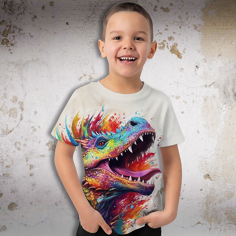Boys 3D Graphic Animal Dragon T shirt Tee Short Sleeve 3D Print Summer Spring Active Sports Fashion Kids 3-12 Years Outdoor Casual Daily Regular Fit4