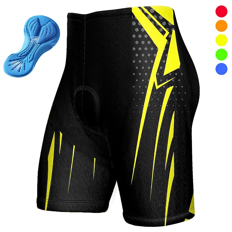 Men's Geometic Cycling Shorts Bike Padded Shorts / Chamois Bottoms Mountain Bike MTB Road Bike Cycling Sports 3D Pad Quick Dry Moisture Wicking Breathable Yellow Red Spandex Clothing Apparel Bike Wear
