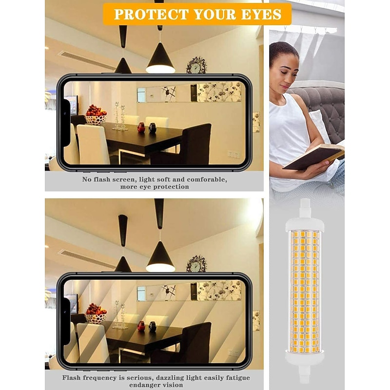 R7S 118mm LED Bulb 10W Ceramic Corn Lamp Double Ended J118 Linear LED Floodlight Bulb AC100V-265V Dimmable No Flicker