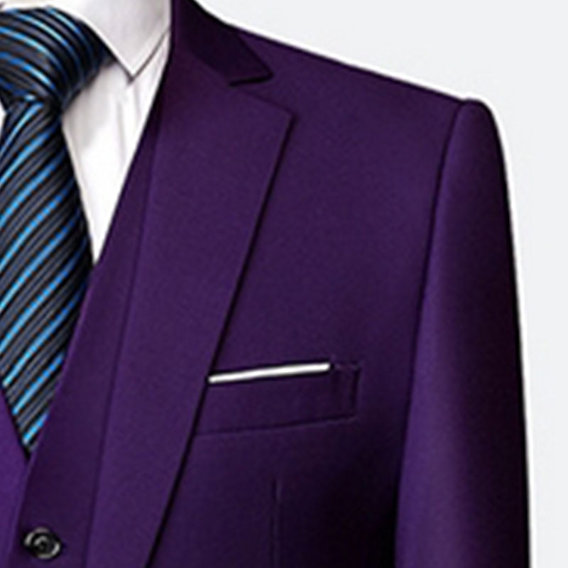 Men's Wedding Suits Notch Royal Blue Sky Blue Solid Colored Standard Fit 3 Piece Single Breasted One-button4