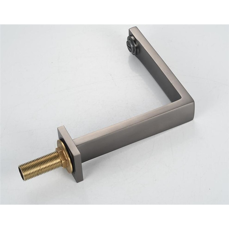 Widespread Bathroom Sink Mixer Faucet, 360 Swivel Brass 3 Hole 2 Handle Basin Tap Deck Mounted, Washroom Basin Vessel Water Tap with Hot and Cold Hose Black Chrome Golden White Grey4