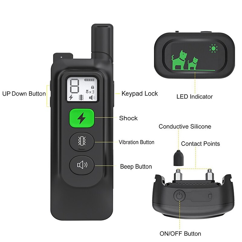 1640FT Pet Dog Training Collar Waterproof Rechargeable Remote Control 3 Modes Beep Vibration Shock Type C Charging Port Keypad Lock3