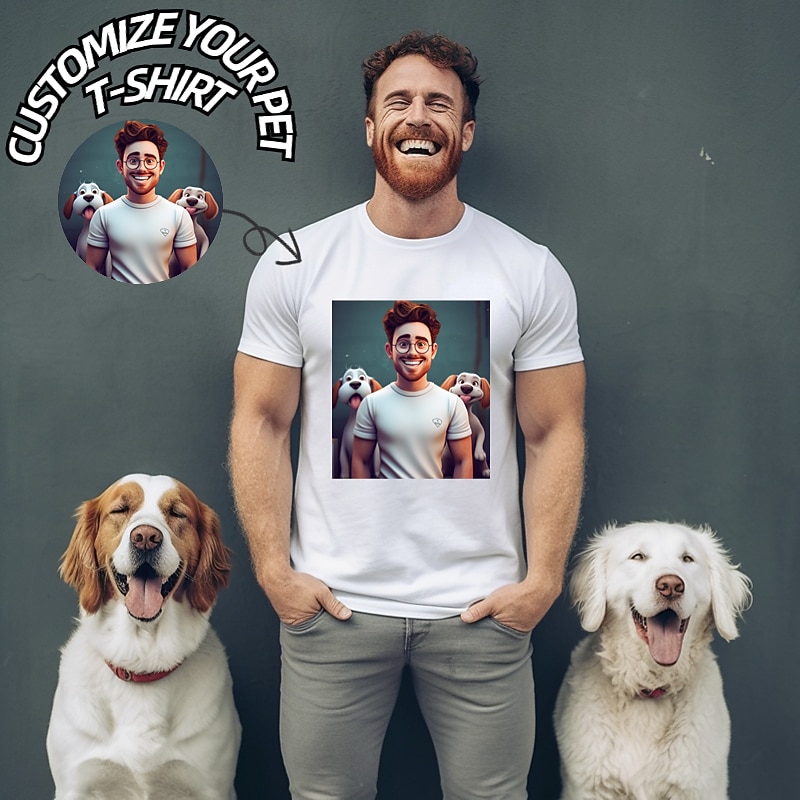 Custom Men's T shirt Cotton Personalized Photo Design Picture Text  Letter Graphic Prints Crew Neck Black White Red Blue Gray Short Sleeve Tee Sports Fashion Casual Summer2