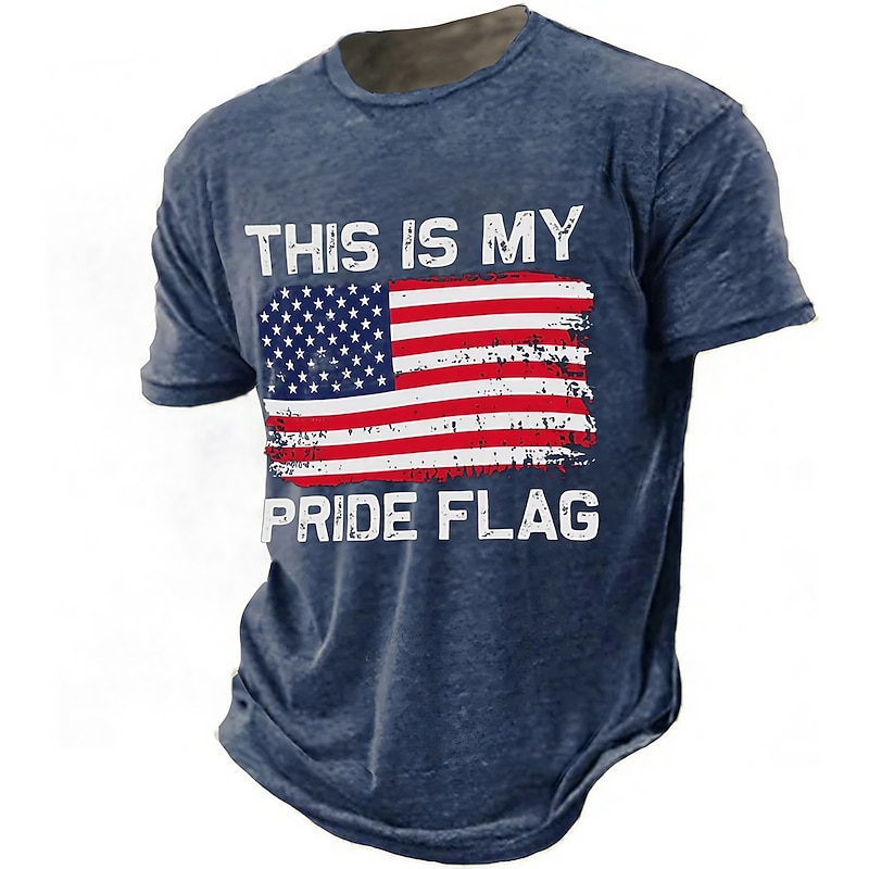 Veterans Day Men's Patriot Patriotic Veteran Graphic National Flag T shirt Retro Shirts Short Sleeve T shirt 3D Print Crew Neck Shirt Vintage Fashion Designer Outdoor Daily Sports Navy Blue Brown