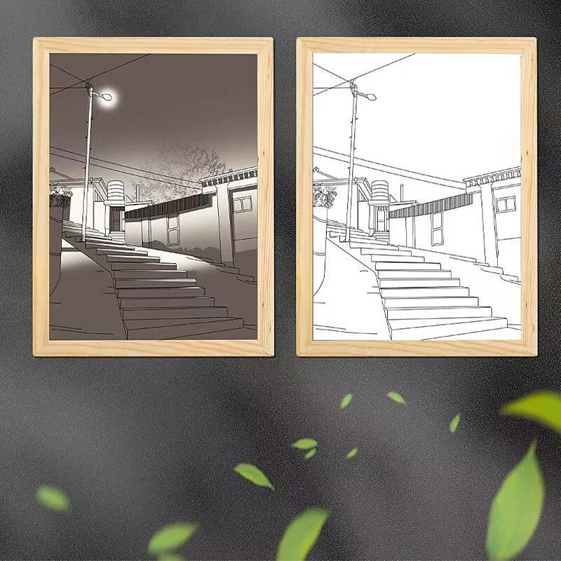 Tricolor lighting Decoation Led Light Painting USB Plug Dimming Wall Artwork Table Lamp Gift Indoor Sunlight Window Wooden Photo Night Luminous4