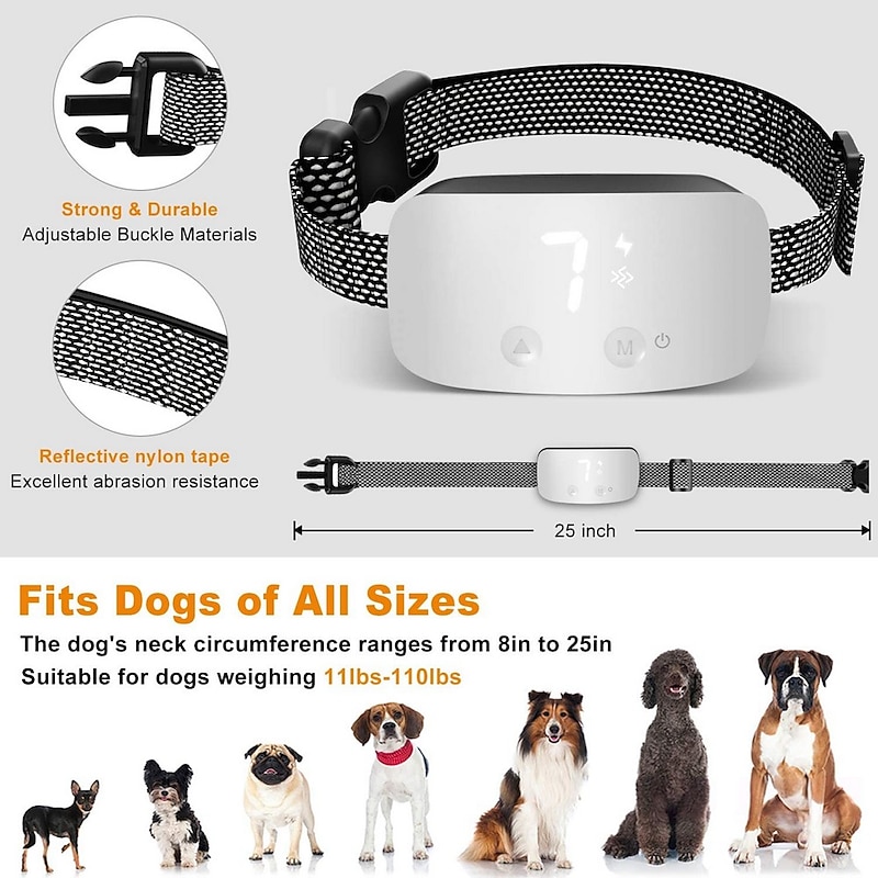 Upgrade Touch Screen Anti Bark Dog Collar IP67 Waterproof Rechargeable Electric Shock Vibration Beep No Barking Auto Training Collar For Dogs4