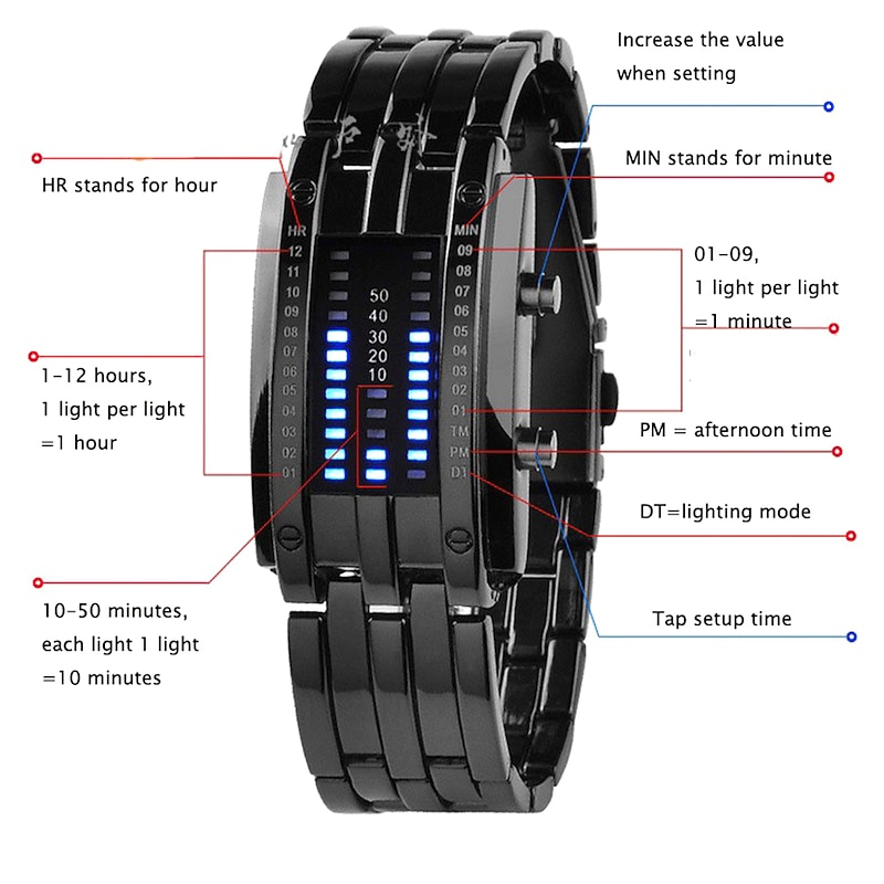 Digital Watch for Men Cool Fashion Wristwatch LED Light Stainless Steel Sports Bracelet Male Wrist Watch2