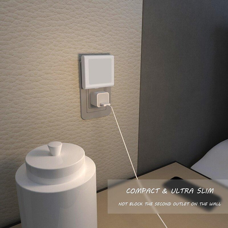 Plug in Dimmable Led Night Light with Auto Dusk to Dawn Sensor Soft Warm White Nightlights for Hallway Bedroom, Kids Room Kitchen Stairway4