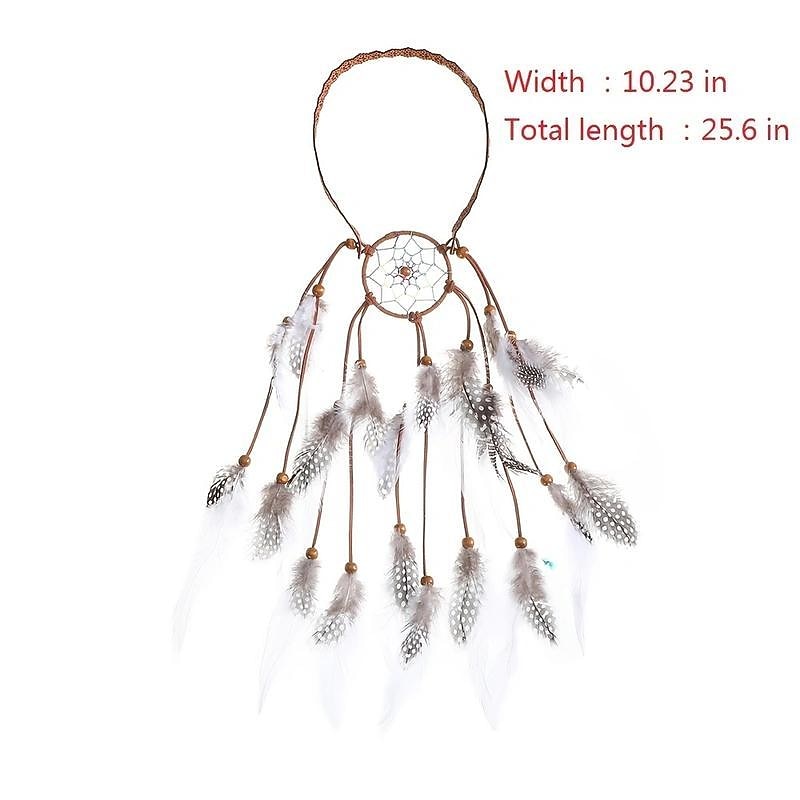 Bohemian Dreamcatcher Feather Headband Gypsy Headpiece Feather Tassel Elastic Band Beaded Hairband Hippie Costume Accessories For Women And Girls4