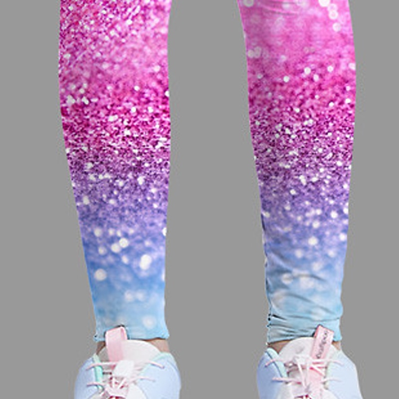 Girls' 3D Graphic Leggings sparkle in pink Summer Spring Active Cute Streetwear Polyester Kids 3-12 Years Outdoor Street Sport Slim2