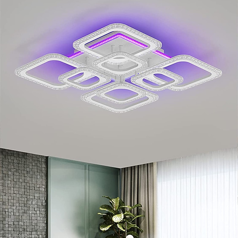 Dimmable Chrome Acrylic Ceiling Light LED 5-head and 8-head Ceiling Light with Background Light and APP Connection/Remote Control Suitable for Bedrooms Living Rooms Offices Children's Rooms3